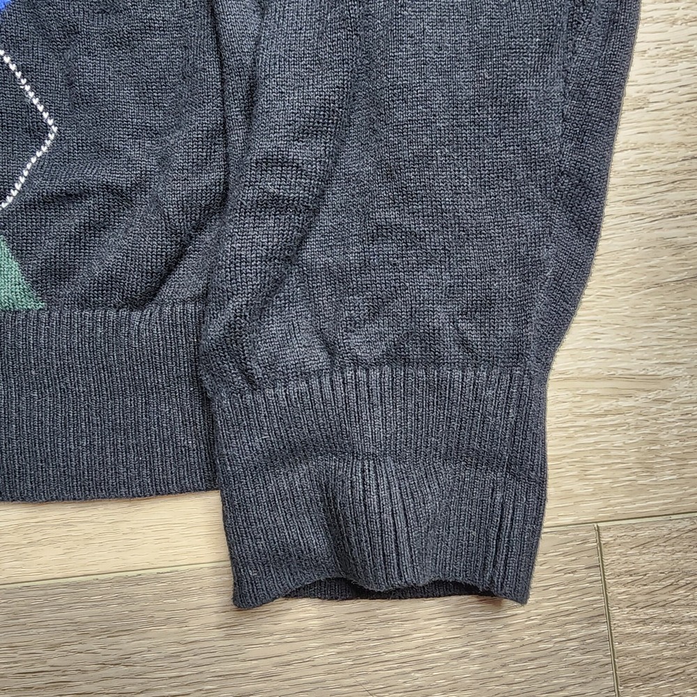 Tommy Hilfiger Argyle V Neck Long Sleeve Black Sweater Large - Picture 4 of 7